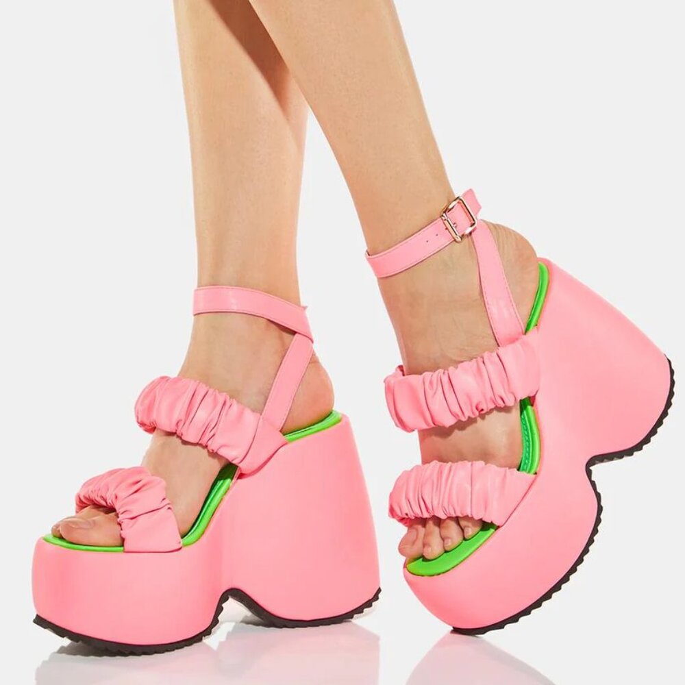 Lemon Drop by Privileged Pink Egey Platform Sandals 8.5